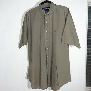 Ralph Lauren Taupe Button Down Short Sleeve Shirt Large